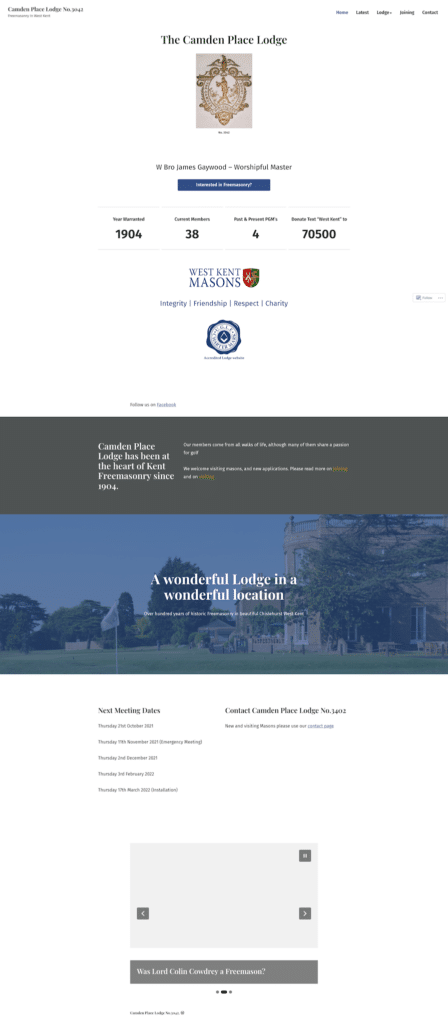Price Lodge Website Cost
 Camden Place Lodge