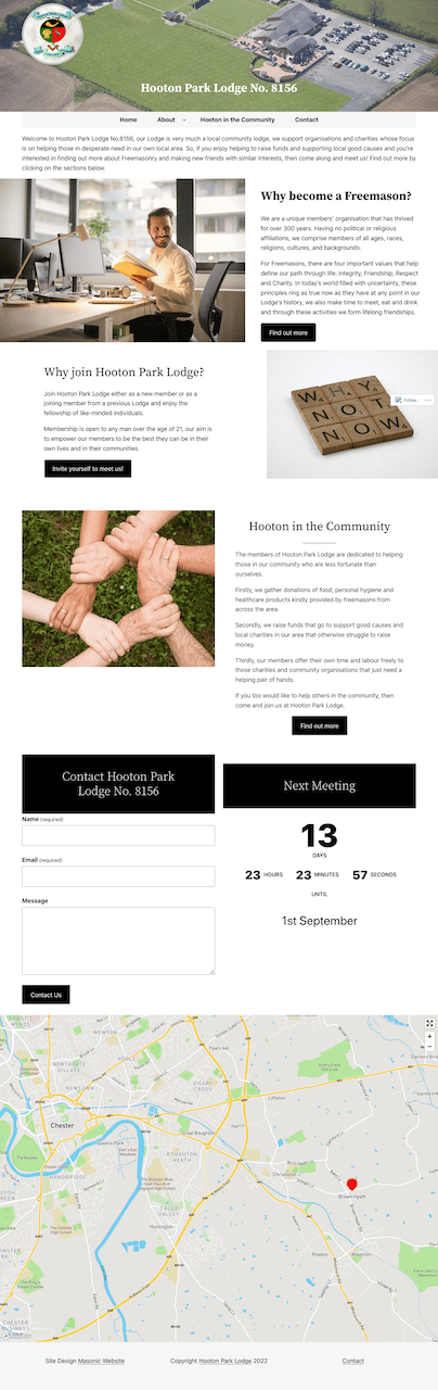 Masonic website example - Freemasonry in the community