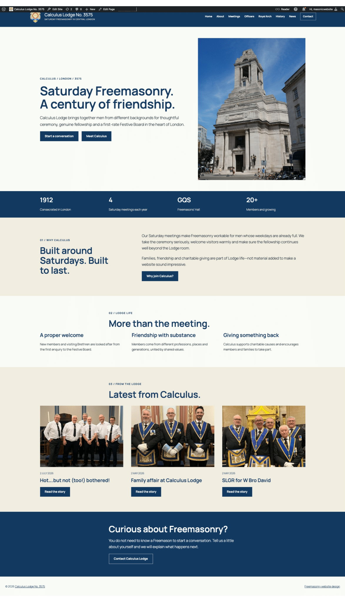 Freemasons Hall, Great Queen Street on the Calculus Lodge website